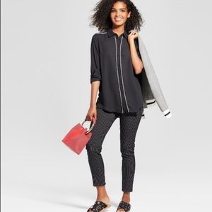 Who What Wear Button Down Blouse with Mod Piping